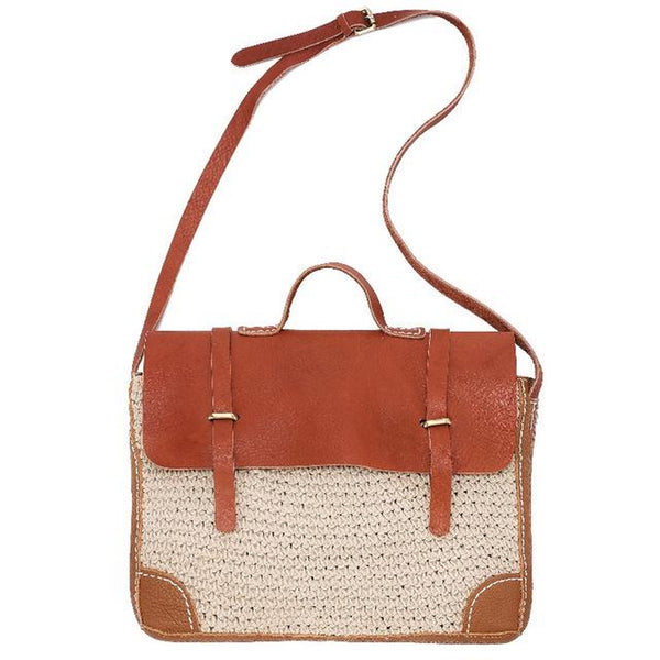 Messenger / Crossbody Bag  <br>Genuine-Leather Handbag Beige - strapsandbrass.com