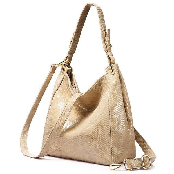 <bold>Hobo  / Tote Bag <br>Genuine-Leather Handbag Beige - strapsandbrass.com