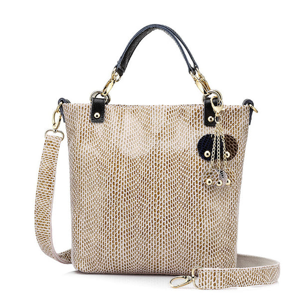 <bold>Bucket / Crossbody Bag <br>Genuine-Leather Handbag Beige - strapsandbrass.com