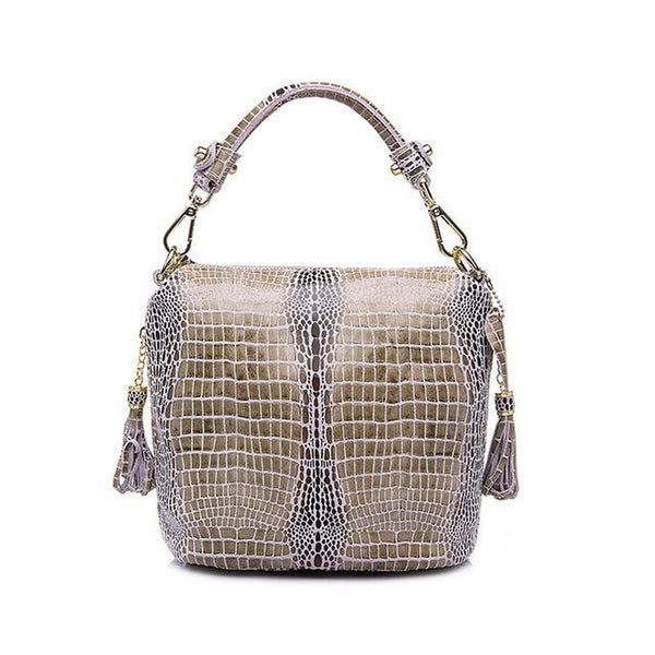 <bold>Bucket / Tote Bag <br>Genuine-Leather Handbag Beige - strapsandbrass.com