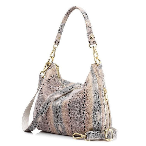 Hobo / Tote Bag  <br>Genuine-Leather Handbag Beige - strapsandbrass.com