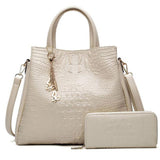 <bold>Tote Bag & Clutch Set <br>Vegan-Leather Handbag Beige - strapsandbrass.com