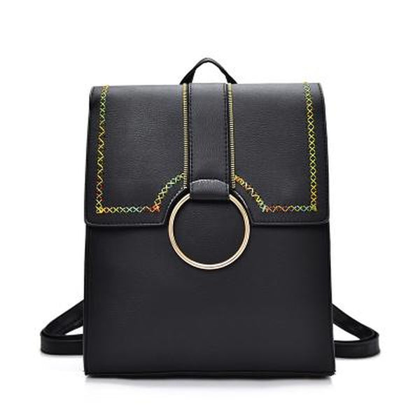<bold>Fashion Backpack  <br>Vegan-Leather Handbag Black - strapsandbrass.com