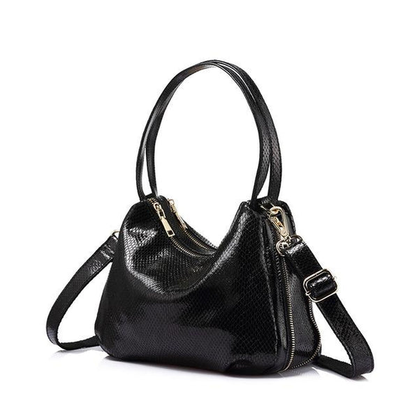 <bold>Hobo  / Tote Bag <br>Genuine-Leather Handbag Black - strapsandbrass.com