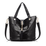 <bold>Bucket / Crossbody Bag <br>Genuine-Leather Handbag Black - strapsandbrass.com