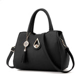 <bold>Top-Handle / Shoulder Bag <br>Vegan-Leather Handbag Black - strapsandbrass.com