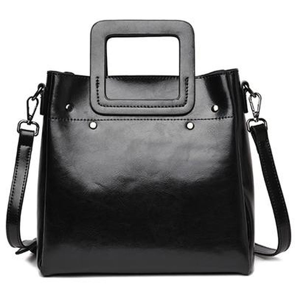 <bold>Bucket / Crossbody Bag  <br>Genuine-Leather Handbag Black - strapsandbrass.com