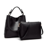 <bold>Bucket & Crossbody Bag Set  <br>Vegan-Leather Handbag Black - strapsandbrass.com