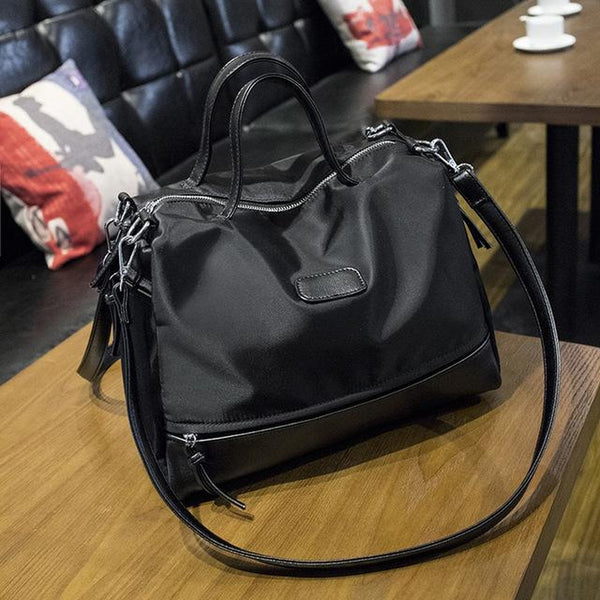 <bold>Tote  / Crossbody Bag  <br>Vegan-Leather Handbag Black - strapsandbrass.com