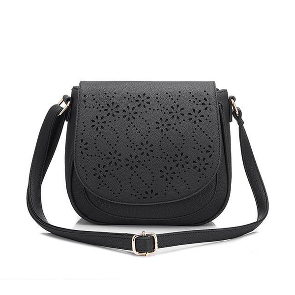 <bold>Crossbody / Shoulder Bag <br>Vegan-Leather Handbag Black - strapsandbrass.com