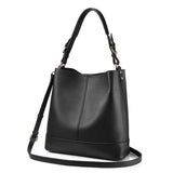 <bold>Bucket  / Tote Bag <br>Genuine-Leather Handbag Black - strapsandbrass.com