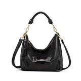 <bold>Hobo / Tote Bag  <br>Genuine-Leather Handbag Black - strapsandbrass.com