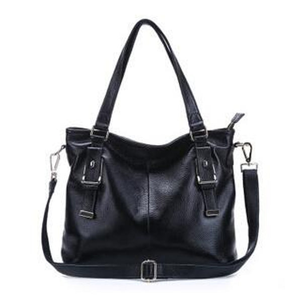 <bold>Messenger  / Crossbody Bag <br>Genuine-Leather Handbag Black - strapsandbrass.com