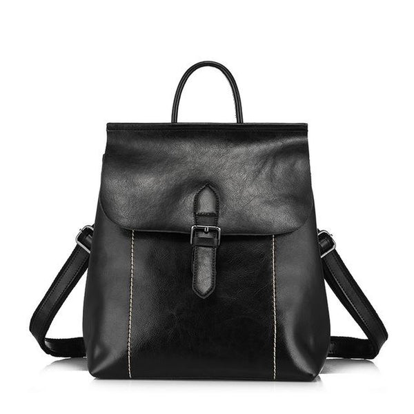 <bold>Fashion Backpack  <br>Genuine-Leather Fashion Backpack Black - strapsandbrass.com