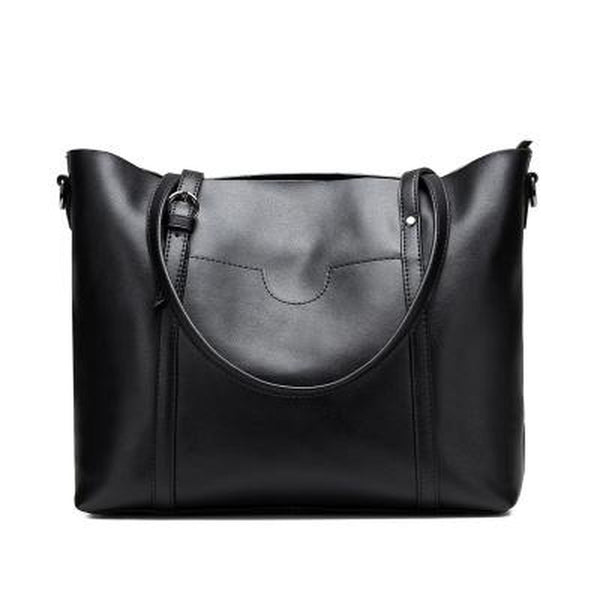 <bold>Tote / Crossbody Bag  <br>Genuine-Leather Handbag Black - strapsandbrass.com