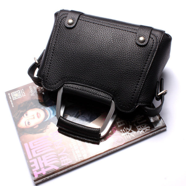 Top-Handle / Crossbody Bag  <br>Genuine-Leather Handbag Black - strapsandbrass.com