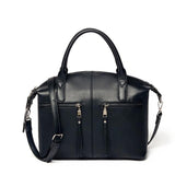 <bold>messenger / Shoulder Bag  <br>Vegan-Leather Handbag Black - strapsandbrass.com