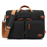 Convertible Backpack / Messenger / Laptop <br> Nylon Backpack Black - strapsandbrass.com