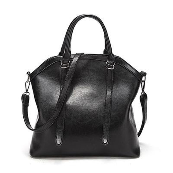 <bold>Top-Handle | Tote Bag  <br>Vegan-Leather Handbag Black - strapsandbrass.com