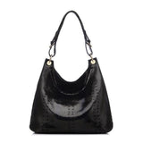 <bold>Hobo / Tote Bag <br>Genuine-Leather Handbag Black - strapsandbrass.com