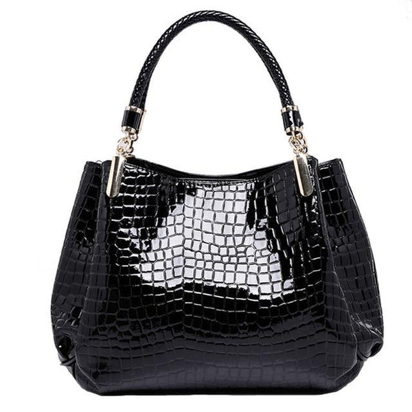 <bold>Top-Handle  / Tote Bag  <br>Vegan-Leather Handbag Black - strapsandbrass.com