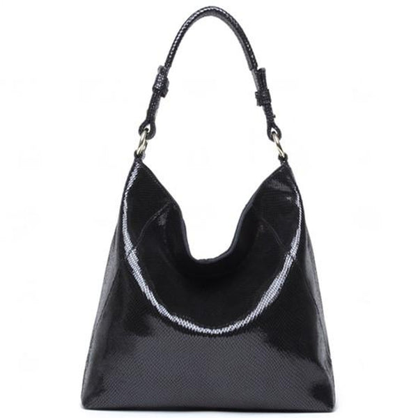 <bold>Hobo / Tote Bag <br>Genuine-Leather Handbag Black - strapsandbrass.com