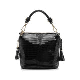 <bold>Bucket / Tote Bag <br>Genuine-Leather Handbag Black - strapsandbrass.com
