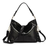 <bold>Hobo / Tote Bag <br>Genuine-Leather Handbag Black - strapsandbrass.com
