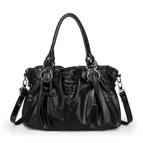 <bold>Tote  / Shoulder Bag  <br>Vegan-Leather Handbag Black - strapsandbrass.com
