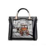 <bold>Top-Handle  / Doctor Bag <br>Vegan-Leather Handbag Black - strapsandbrass.com