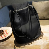 <bold>Bucket / Tote Bag<br>Vegan-Leather Handbag Black - strapsandbrass.com