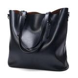 <bold>Tote / Shoulder Bag  <br>Vegan-Leather Handbag Black - strapsandbrass.com