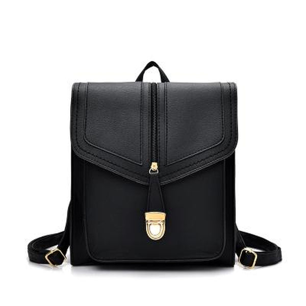 <bold>Fashion Backpack  <br>Vegan-Leather Fashion Backpack Black - strapsandbrass.com