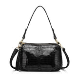 <bold>Messenger / Crossbody Bag <br>Genuine-Leather Handbag Black - strapsandbrass.com
