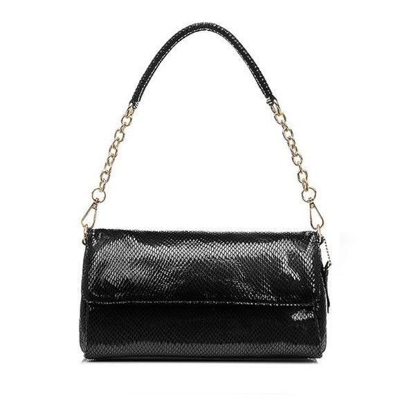 <bold>Crossbody / Shoulder Bag <br>Genuine-Leather Handbag Black - strapsandbrass.com