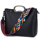 <bold>Tote / Shoulder Bag  <br>Vegan-Leather Handbag Black - strapsandbrass.com