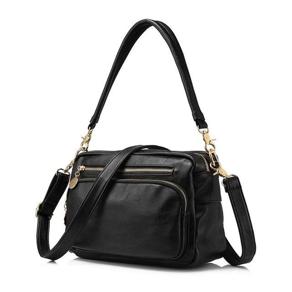 <bold>Messenger  / Tote Bag  <br>Vegan-Leather Handbag Black - strapsandbrass.com