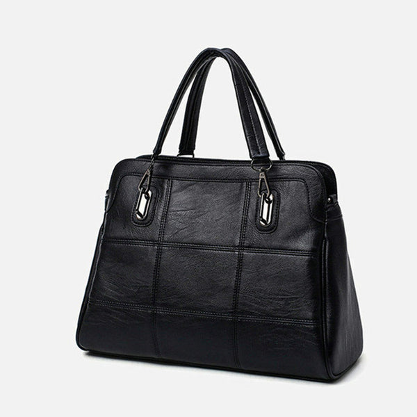 <bold>Tote  / Crossbody Bag <br>Genuine-Leather Handbag Black - strapsandbrass.com