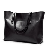 <bold>Tote  / Shoulder Bag  <br>Vegan-Leather Handbag Black - strapsandbrass.com