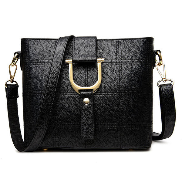 <bold>Tote  / Shoulder Bag <br>Genuine-Leather Handbag Black - strapsandbrass.com