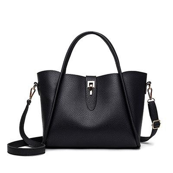 <bold>Tote / Crossbody Bag <br>Vegan-Leather Handbag Black - strapsandbrass.com