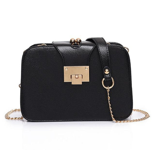 <bold>Clutch  / Messenger Bag  <br>Vegan-Leather Handbag Black - strapsandbrass.com