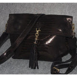<bold>Messenger / Crossbody Bag <br>Genuine-Leather Handbag Black - strapsandbrass.com