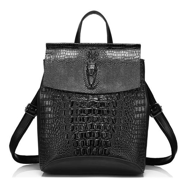 <bold>Fashion Backpack <br>Genuine-Leather Handbag Black - strapsandbrass.com