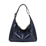 <bold>Hobo / Tote Bag <br>Genuine-Leather Handbag Black and Bule - strapsandbrass.com