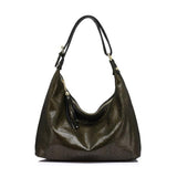 <bold>Hobo / Tote Bag <br>Genuine-Leather Handbag Black and Gold - strapsandbrass.com