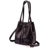 <bold>Bucket / Crossbody Bag <br>Genuine-Leather Handbag Black and Purple - strapsandbrass.com