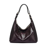 <bold>Hobo / Tote Bag <br>Genuine-Leather Handbag Black and Purple - strapsandbrass.com