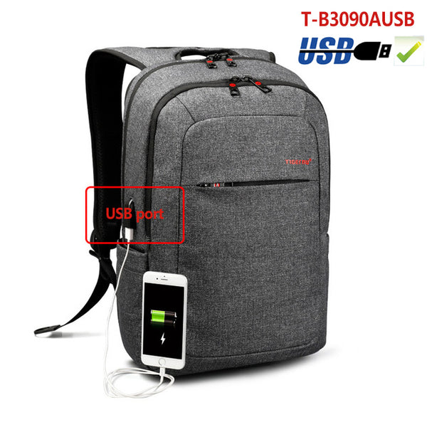 Backpack USB Charging & Anti-Theft <br> Oxford Backpack Black grey 3090USB - strapsandbrass.com