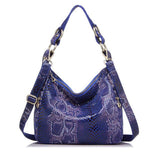 <bold>Hobo / Tote Bag <br>Genuine-Leather Handbag Blue - strapsandbrass.com